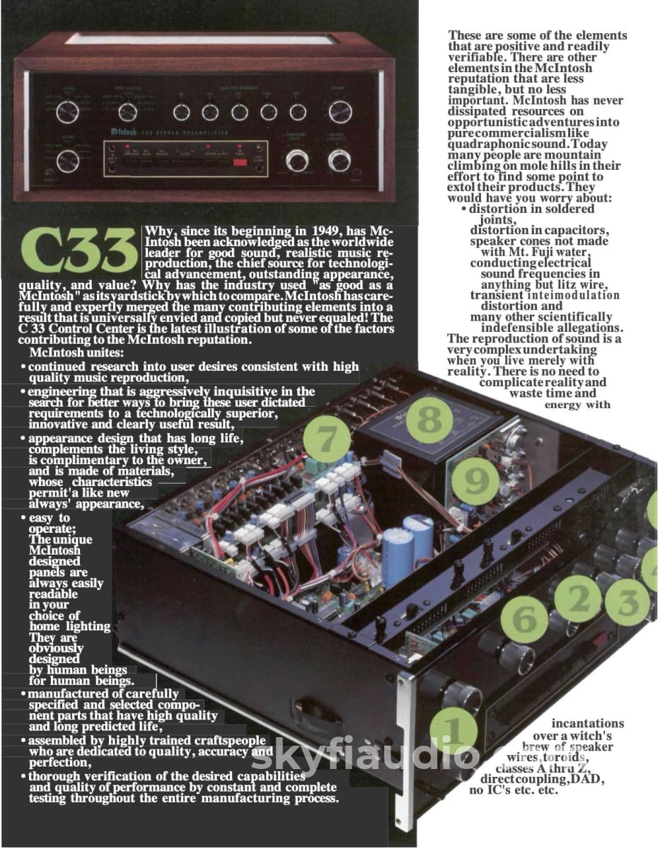 Mcintosh C33 Vintage Audio Preamplifier With Wood Cabinet