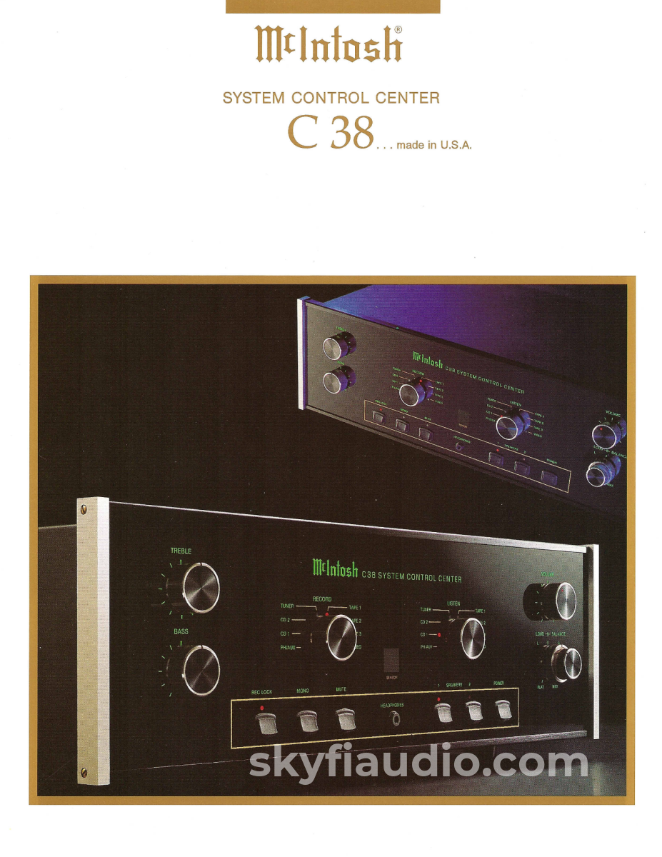 Mcintosh C38 Solid State Preamplifier Full Featured W/Phono Stage