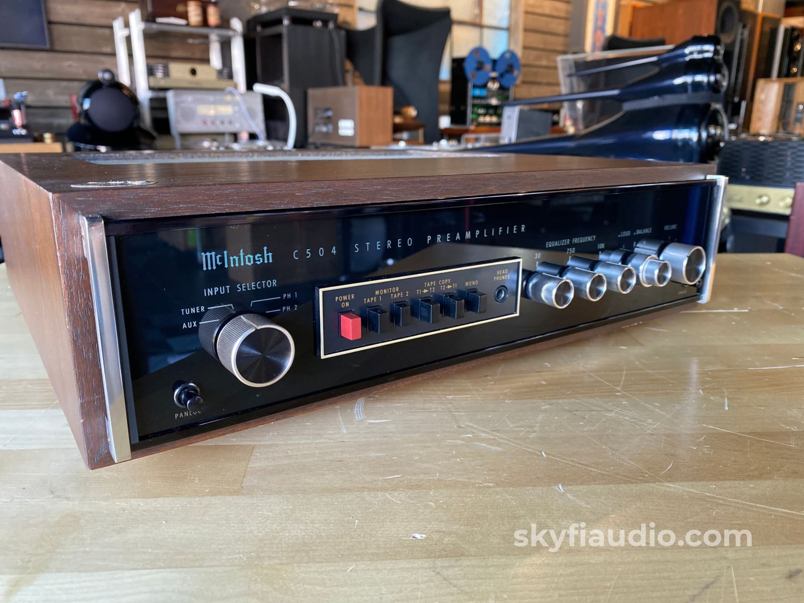 McIntosh C504 Solid State Vintage Preamplifier With Wood Cabinet