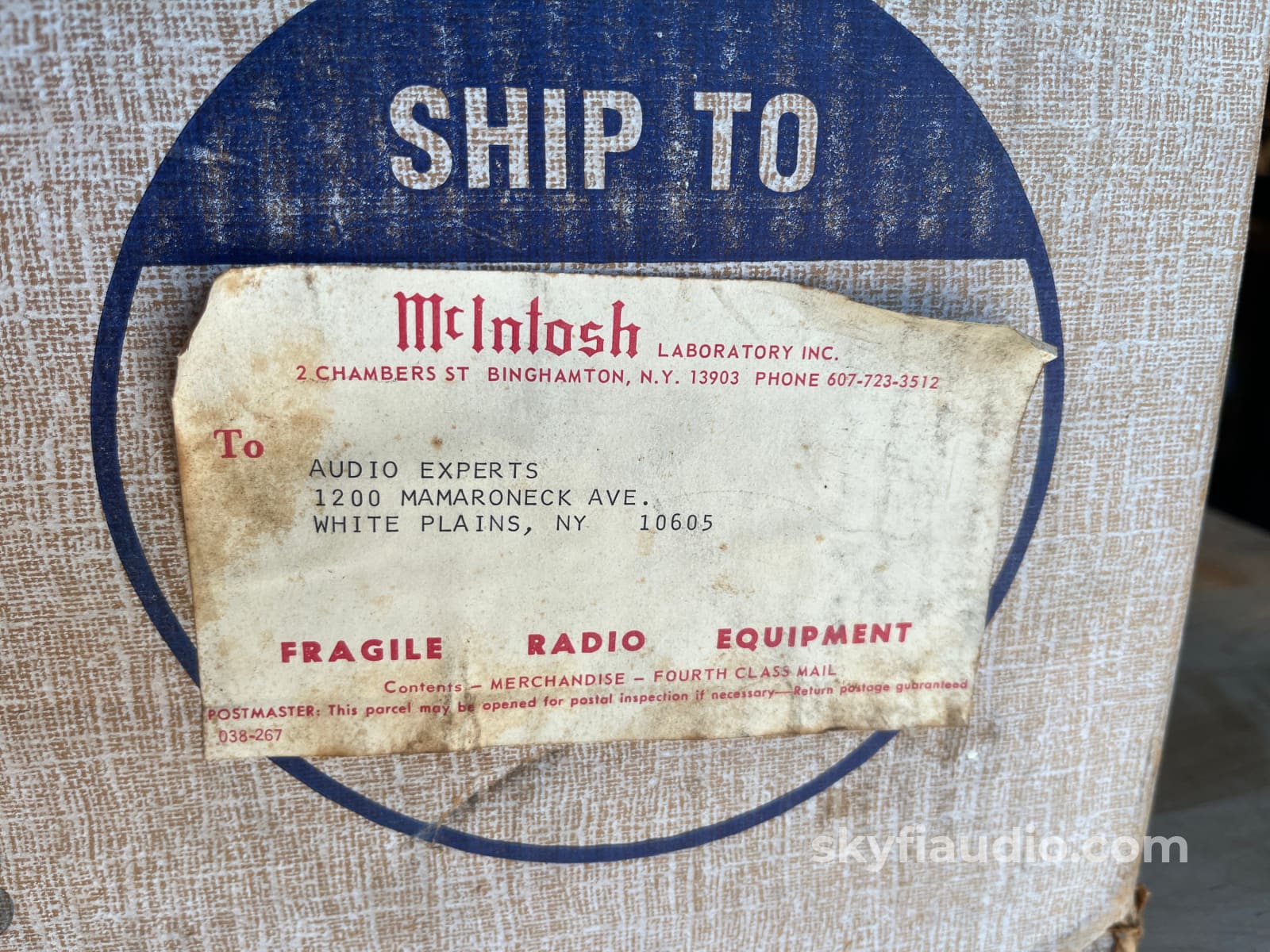 McIntosh MC2105 Vintage Official Factory Shipping Carton - Great Condi