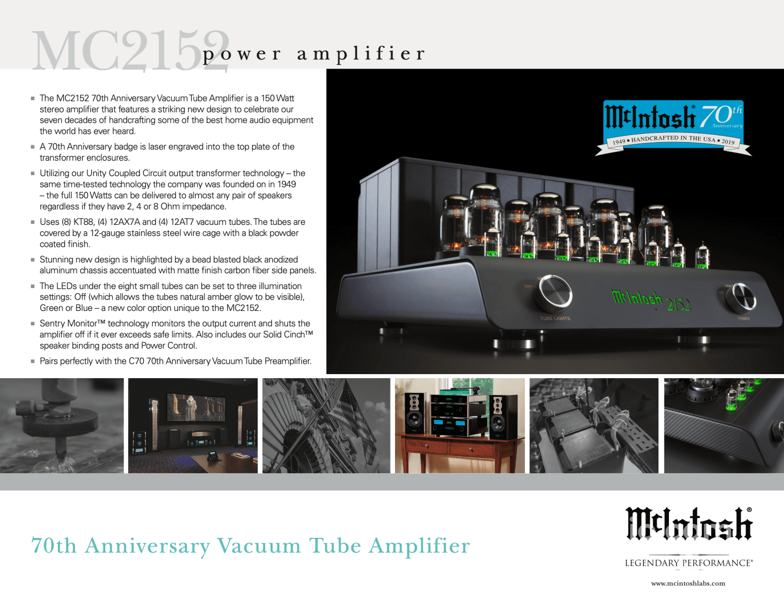 Mcintosh Mc2152 70Th Anniversary Tube Amplifier - 150W X 2 In Store Only