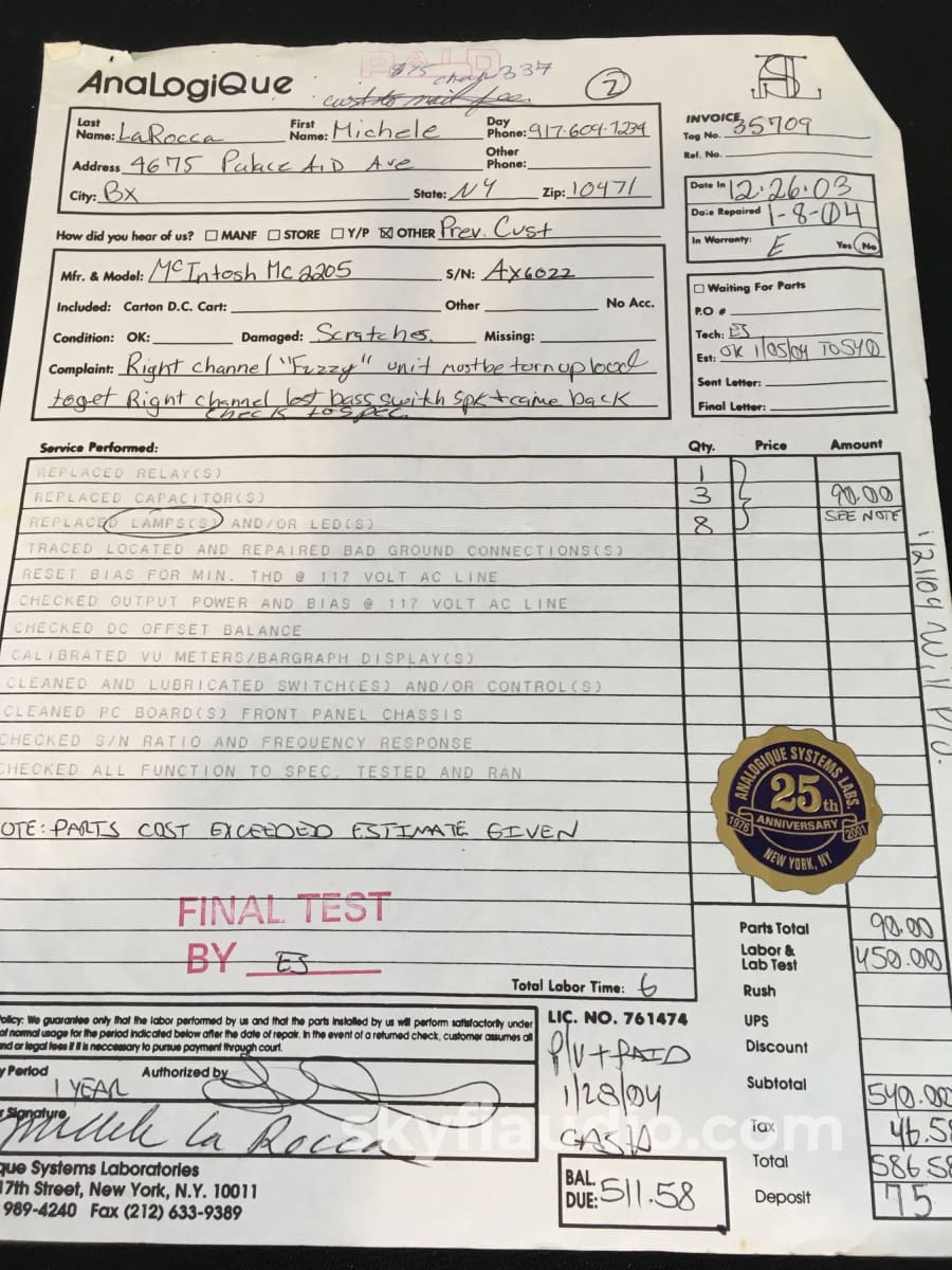 Mcintosh Mc2205 Solid State Amplifier - 200Wpc