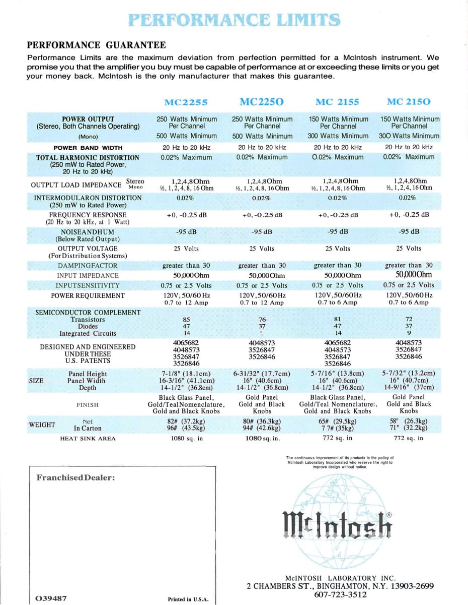 Mcintosh Mc2255 Amplifier In Gorgeous Condition - 250W X 2