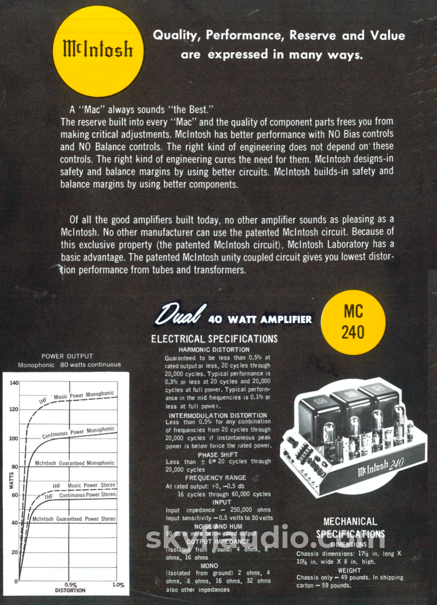 Mcintosh Mc240 Tube Amplifier - Vintage Beauty Full Restoration