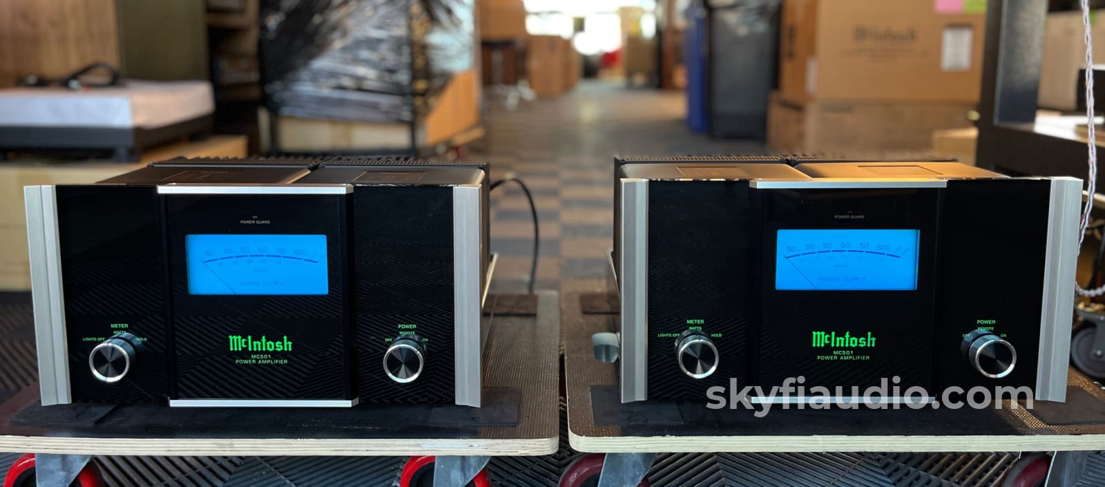 McIntosh MC501 Monoblock Amplifier Pair - Consecutive Serials Fiber Optic - Amplifier