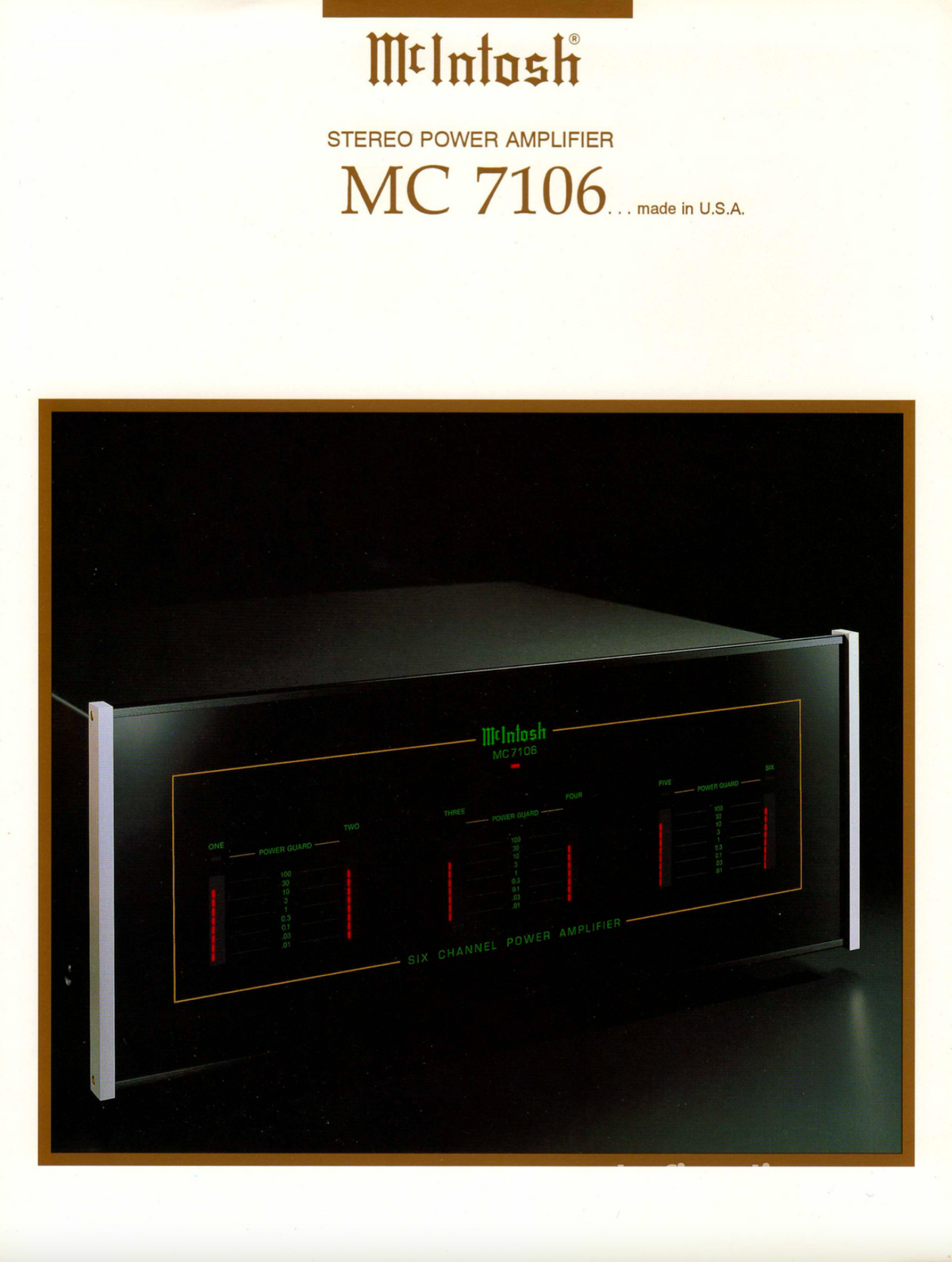 Mcintosh Mc7106 6 Channel Solid State Amp W/Led Vu Meters Lucasfilm Thx Rated Amplifier