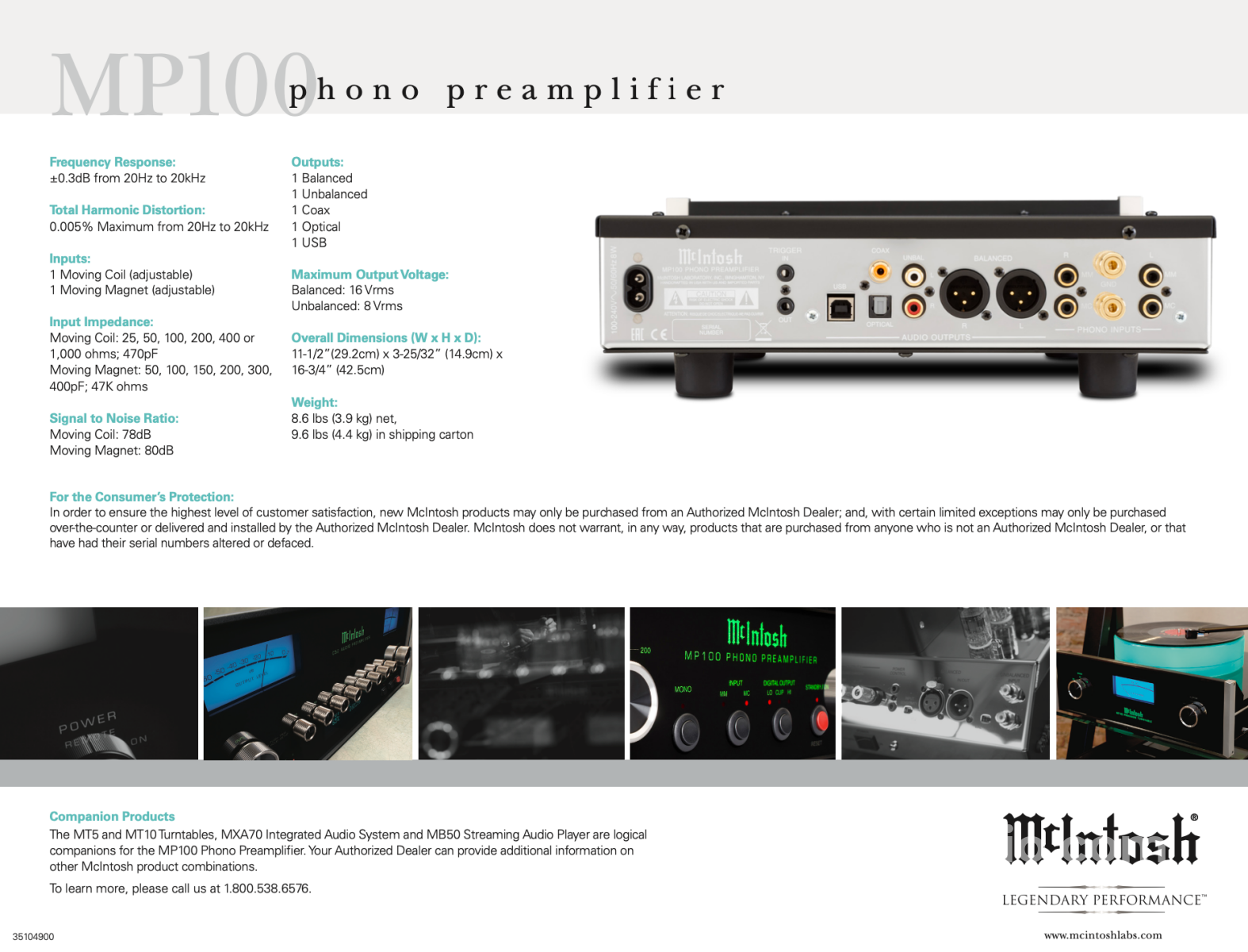 Mcintosh Mp100 Mc And Mm Phono Preamplifier - In Store Only