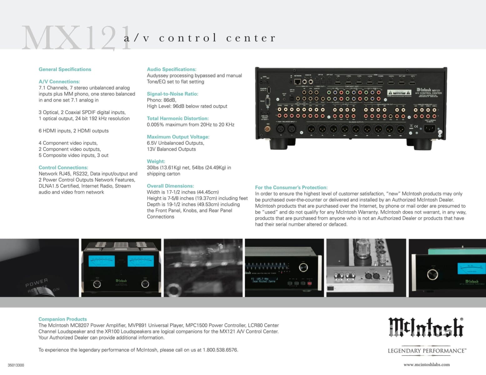 Mcintosh Mx121 Home Theater Processor - Dolby True Hd Dts-Hd Phono Input Preamplifier