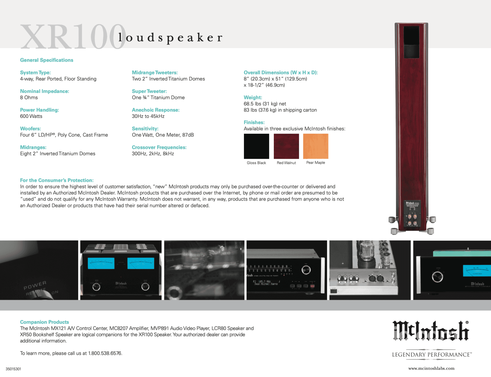 Mcintosh Xr100 Full Range Speakers - In Store Only