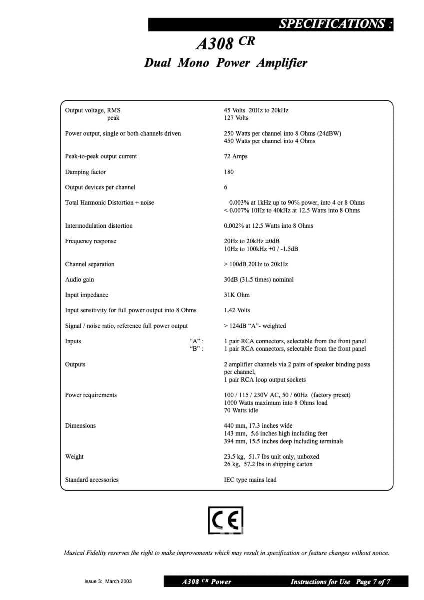 Musical Fidelity A308Cr - Complete Audio System Preamplifier
