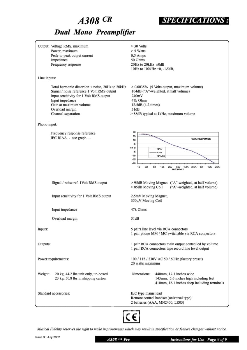 Musical Fidelity A308Cr - Complete Audio System Preamplifier