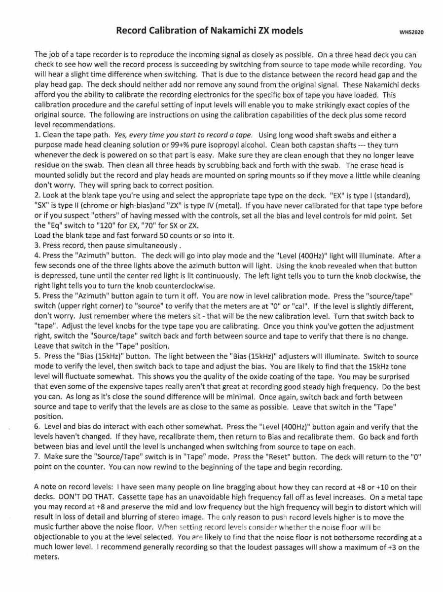 Nakamichi ZX-7 Cassette Deck - Overhauled in 2022 by Willie Hermann Services Tape Deck