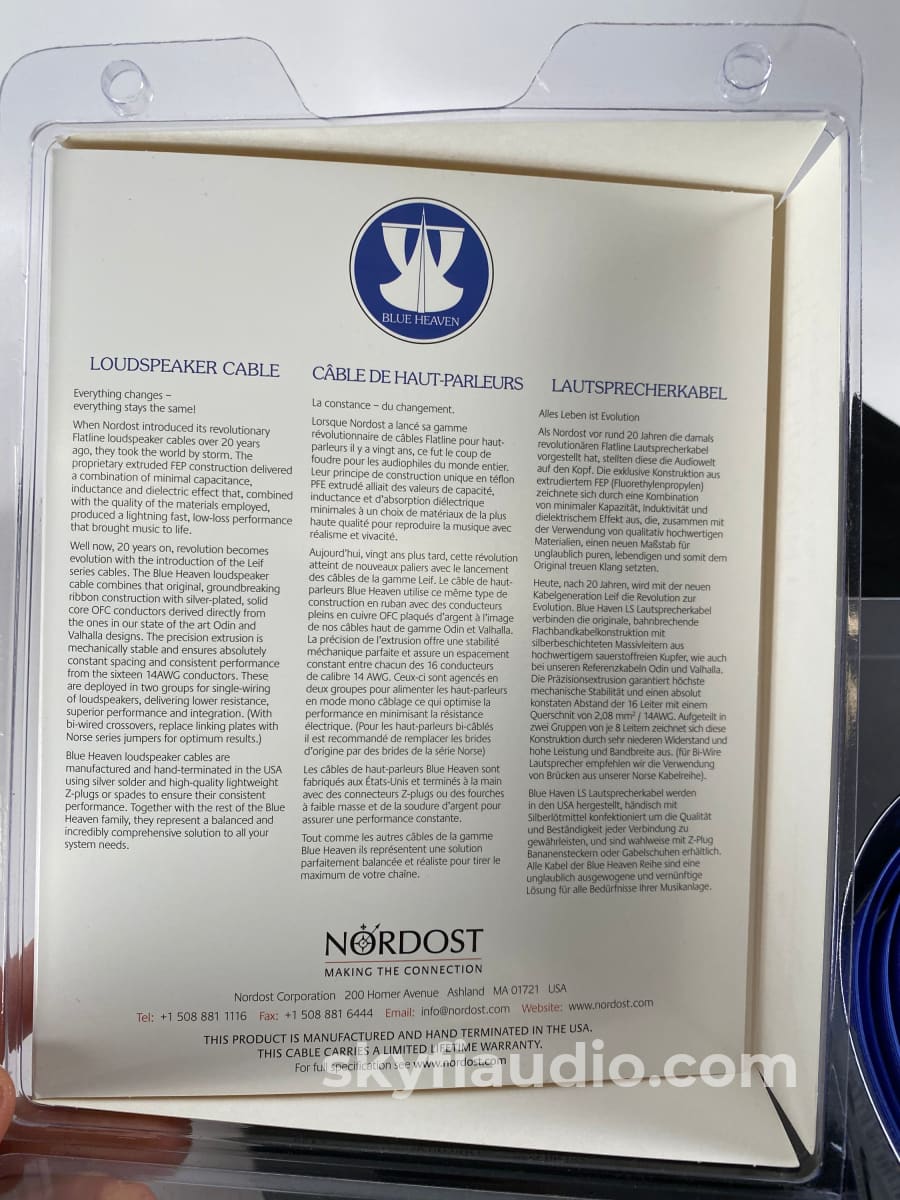 Nordost Blue Heaven Speaker Cable Pair - 6M Cables