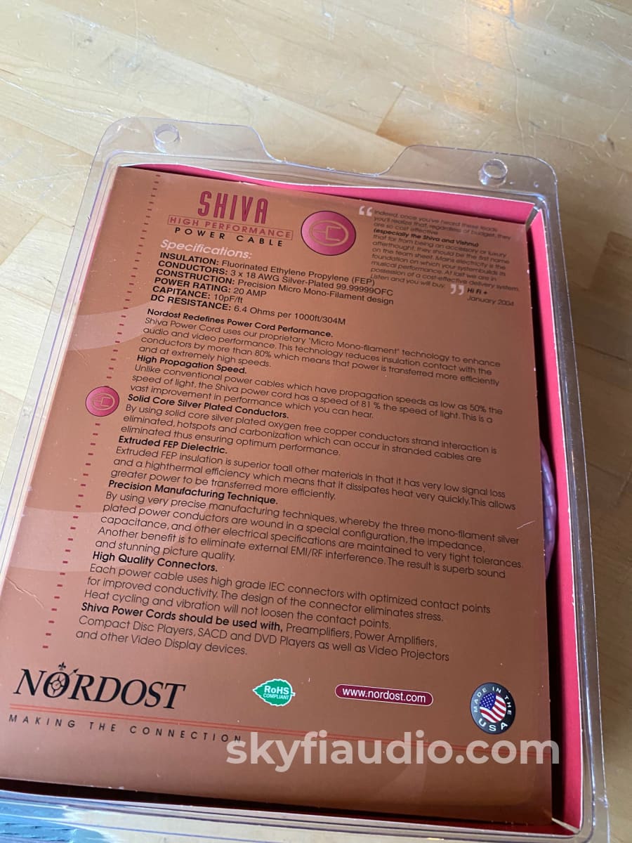 Nordost Shiva Power Cord In Orignal Box - 2 Meters Recftpkbzc4Fmdjzk