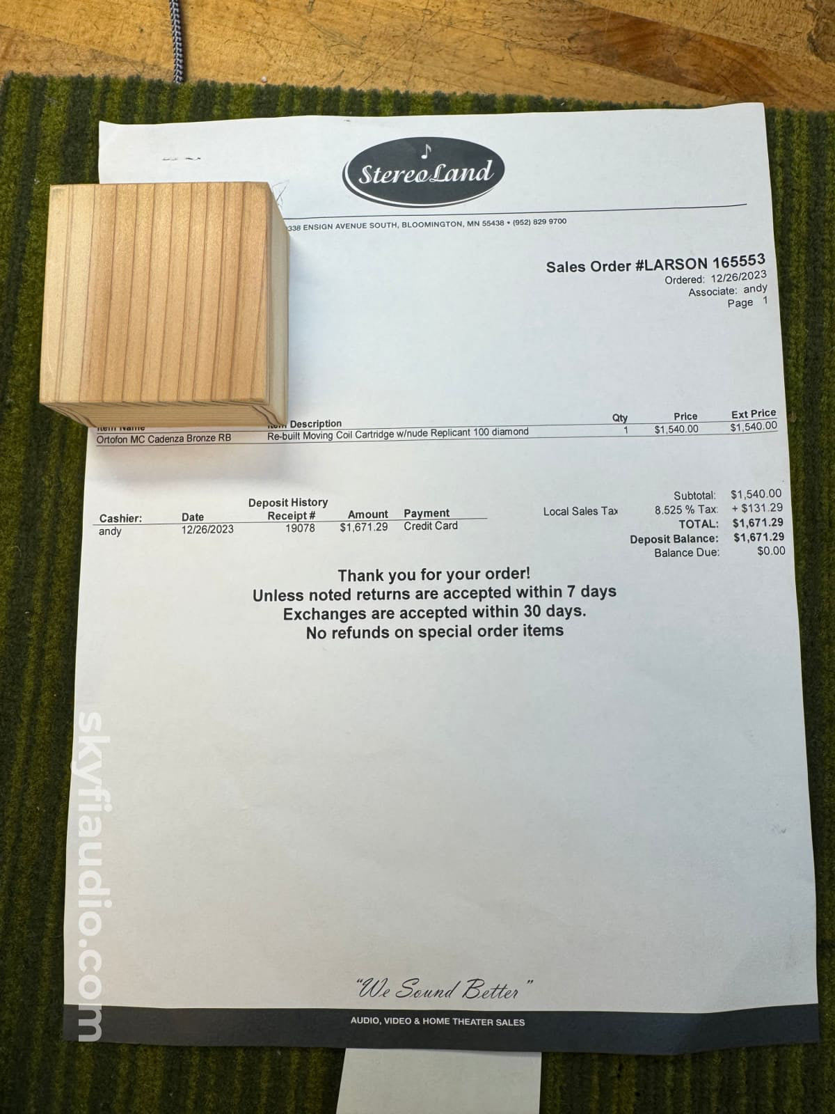 Ortofon Cadenza Bronze MC Phono Cartridge - Factory Rebuilt Phono Cartridge