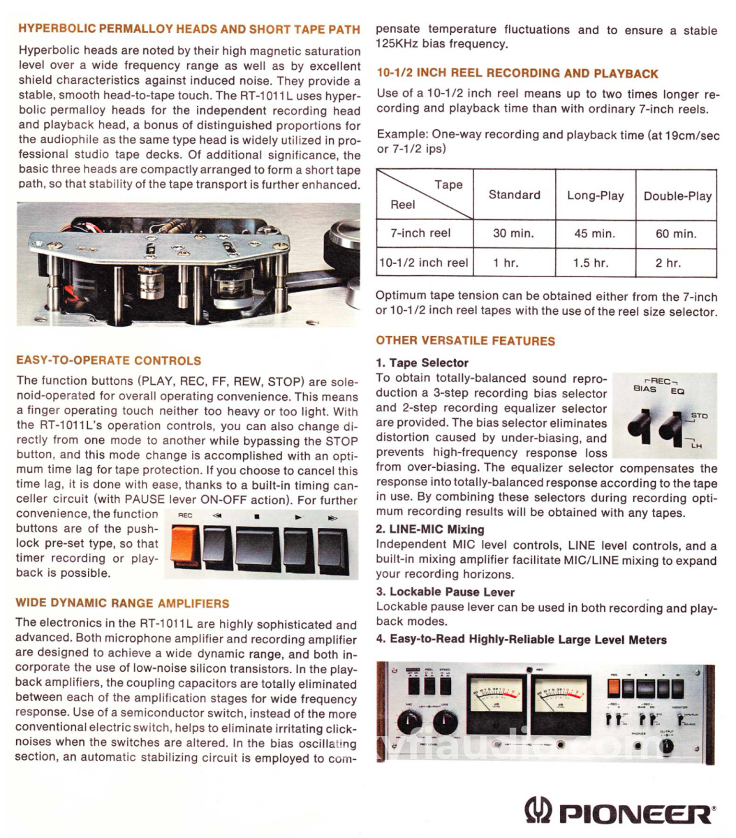 Pioneer Rt-1011L Reel To Machine Tape Deck