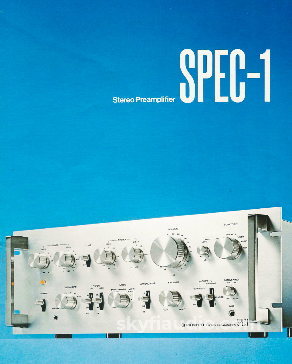 Pioneer Spec-1 Vintage Full Featured Preamp With Phono - Serviced Preamplifier