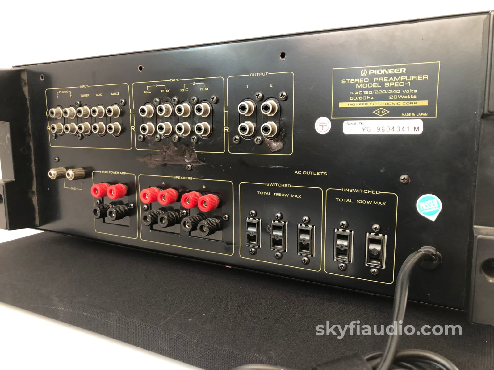 Pioneer SPEC-1 Vintage Solid State Stereo Preamp with Phono - 110V/220