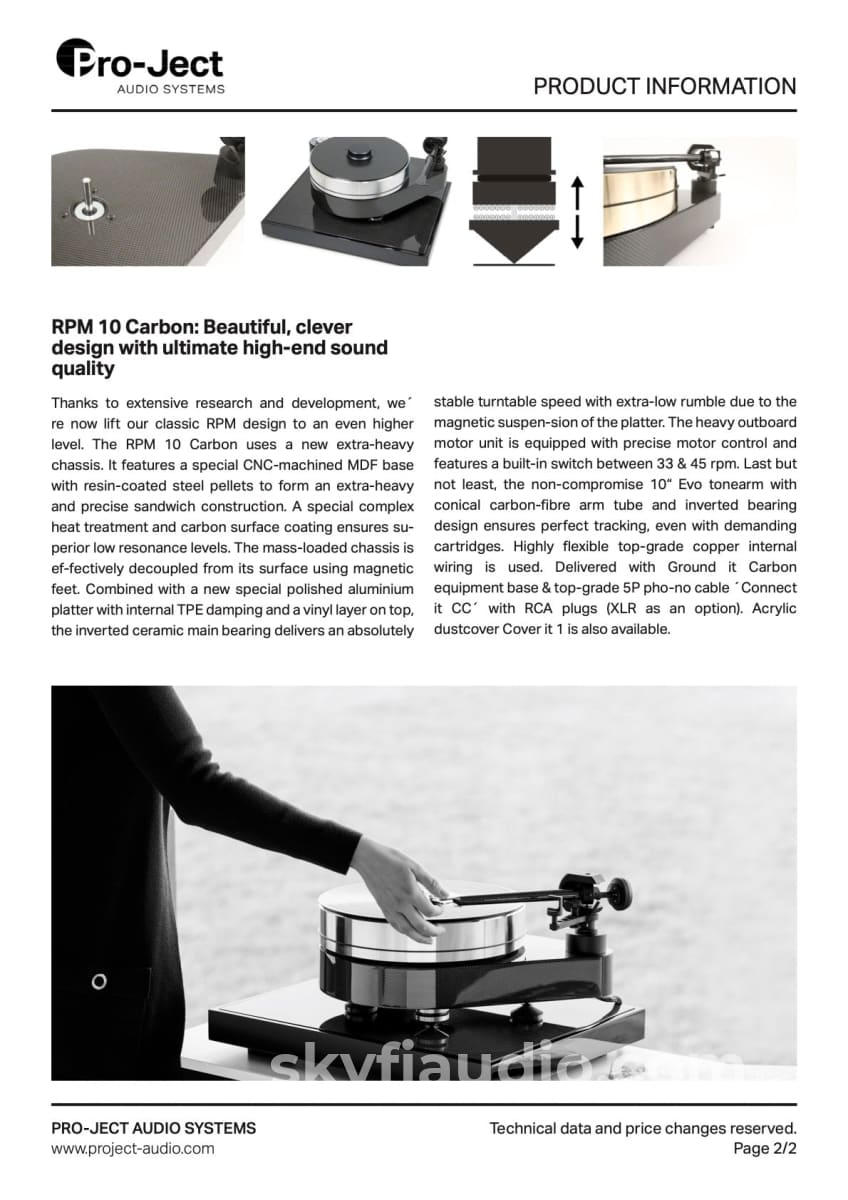 Pro-Ject Rpm 10 Carbon Turntable With Evo Arm And New Sumiko Songbird Cartridge