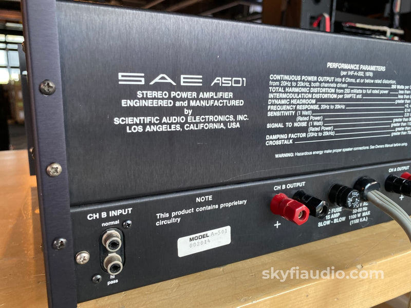 Sae A501 Dual High-Resolution Vintage Power Amplifier 250W X 2