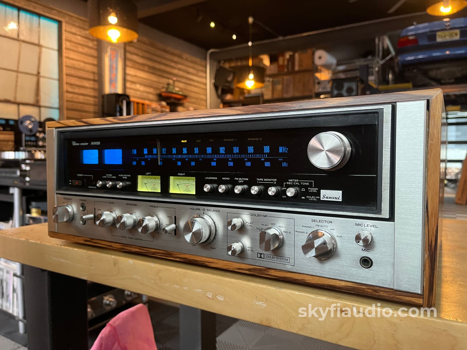 Sansui 9090Db Stereo Receiver W/ Zebra Wood Cabinet Amplifier