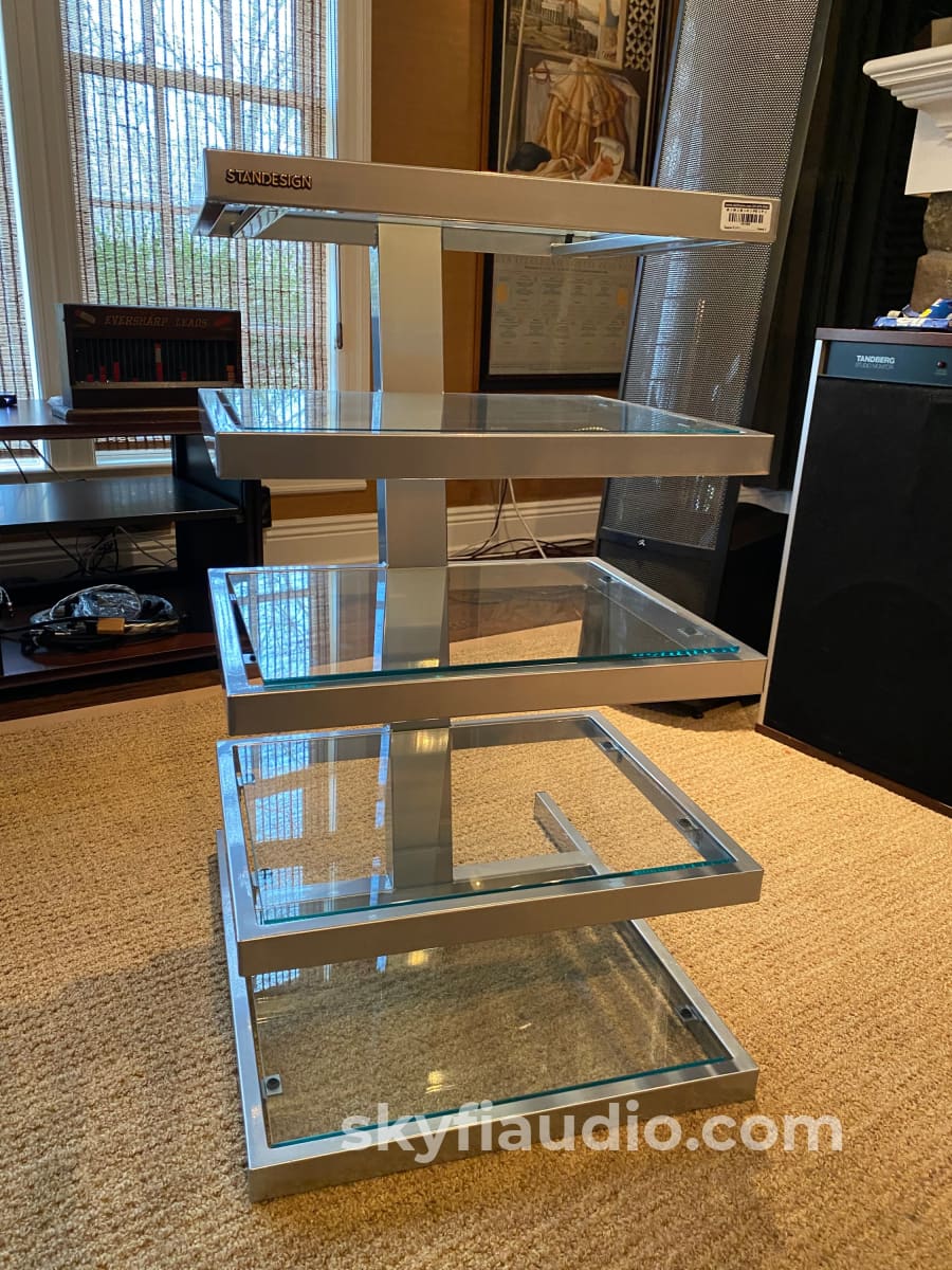 Standesign Five Shelf Audio Rack - All Glass And Steel Accessory