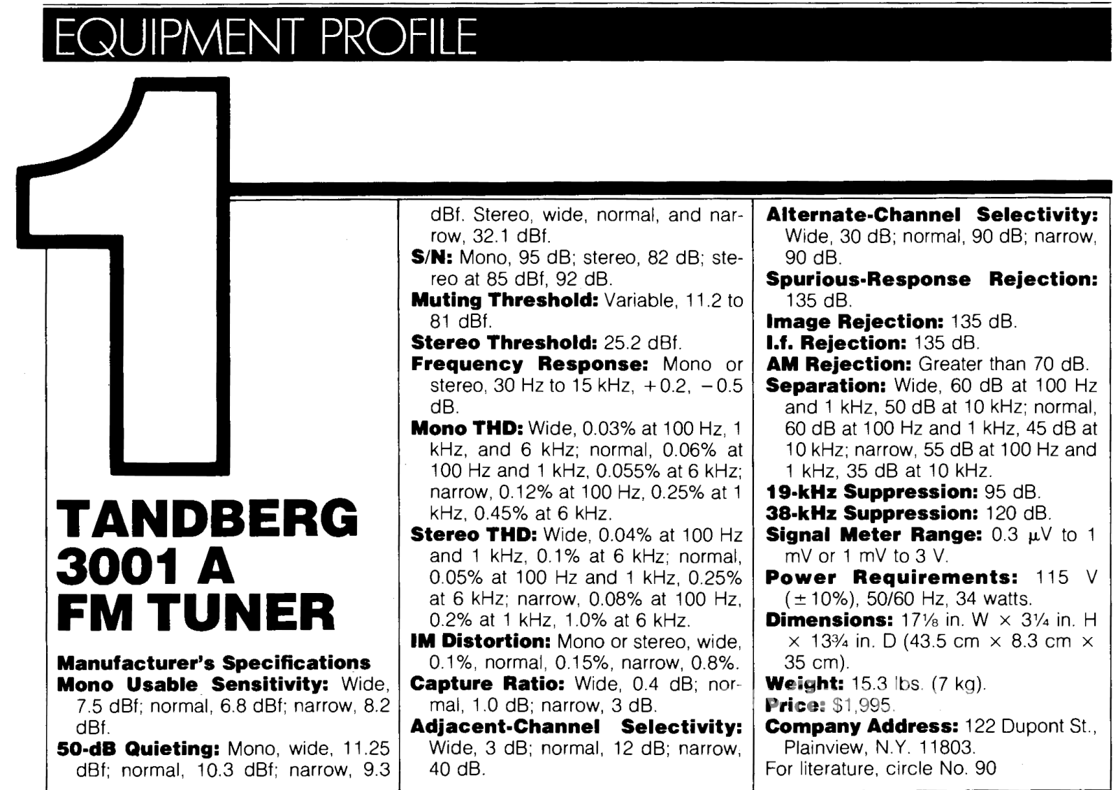 Tandberg 3001A Tuner - Best In Class Fully Serviced
