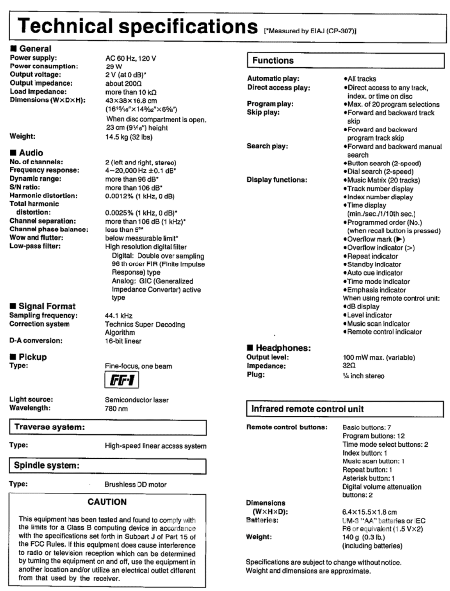 Technics Sl-P1200 Super Rare Broadcast Cd Player Fully Working! + Digital