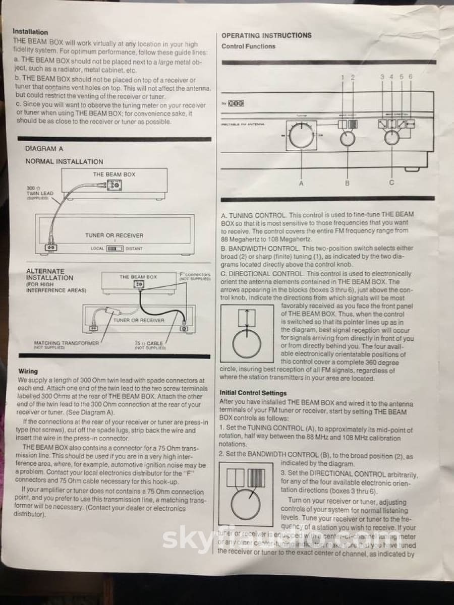 The Beam Box By Bic Model Fm 10 - Electronically Directable Antenna Accessory