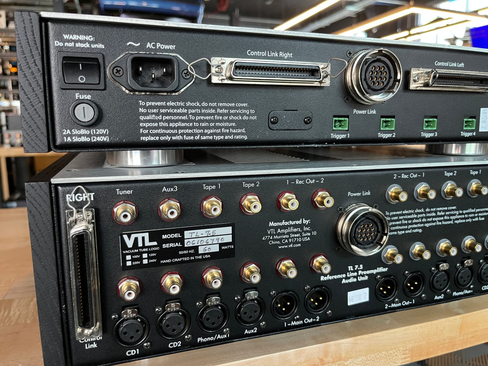 VTL TL7.5 Two Piece Tube/FET Reference Preamplifier - w/ Custom Black Ash Side Panels Preamplifier
