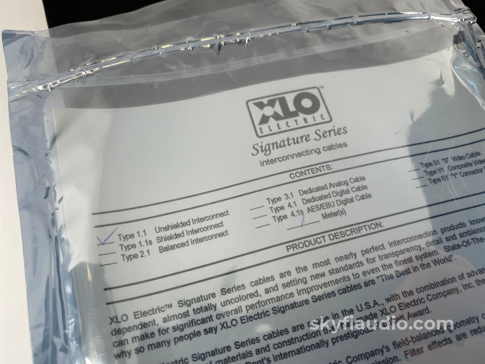 Xlo Signature Series Type 1.1 Rca Interconnect - Like New In Original Packaging 1M Cables