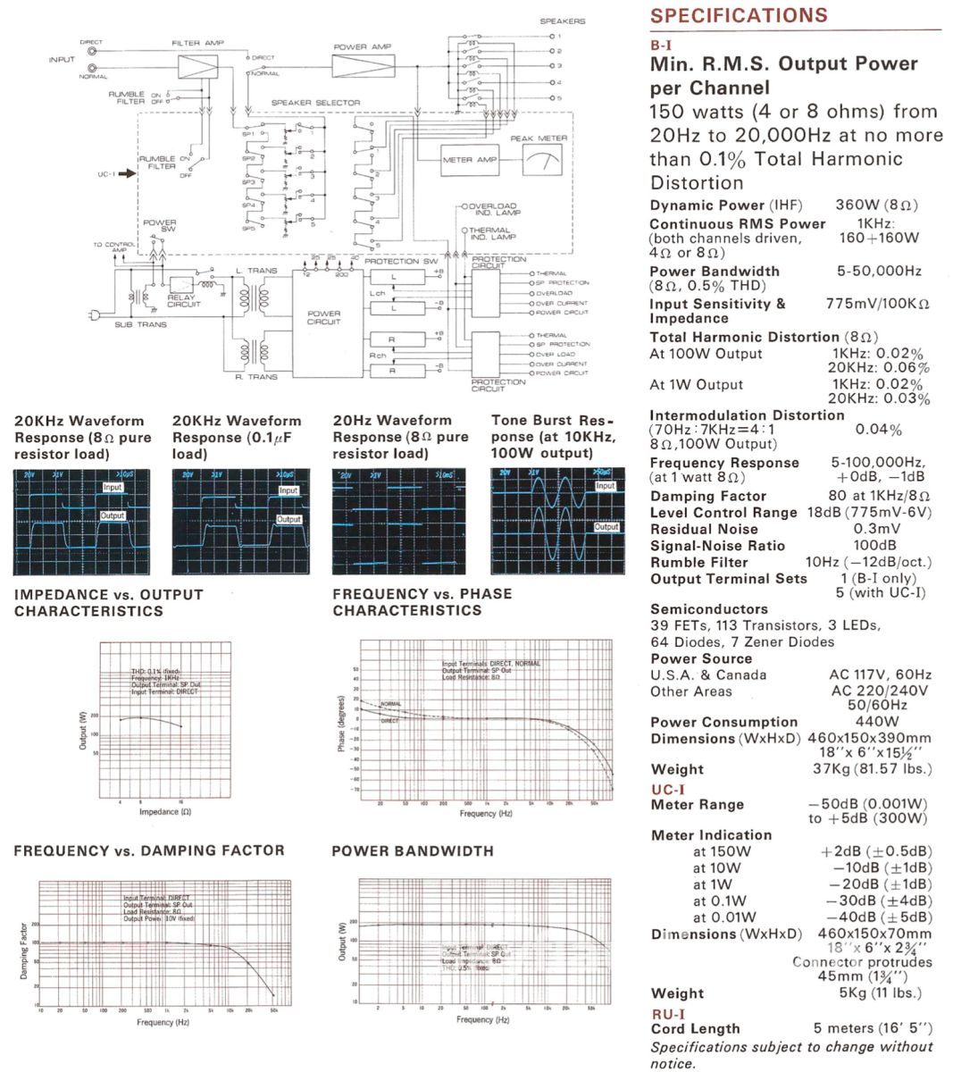 Yamaha B-1 - Rare Vfet Monster Amplifier With Vu Meter Module
