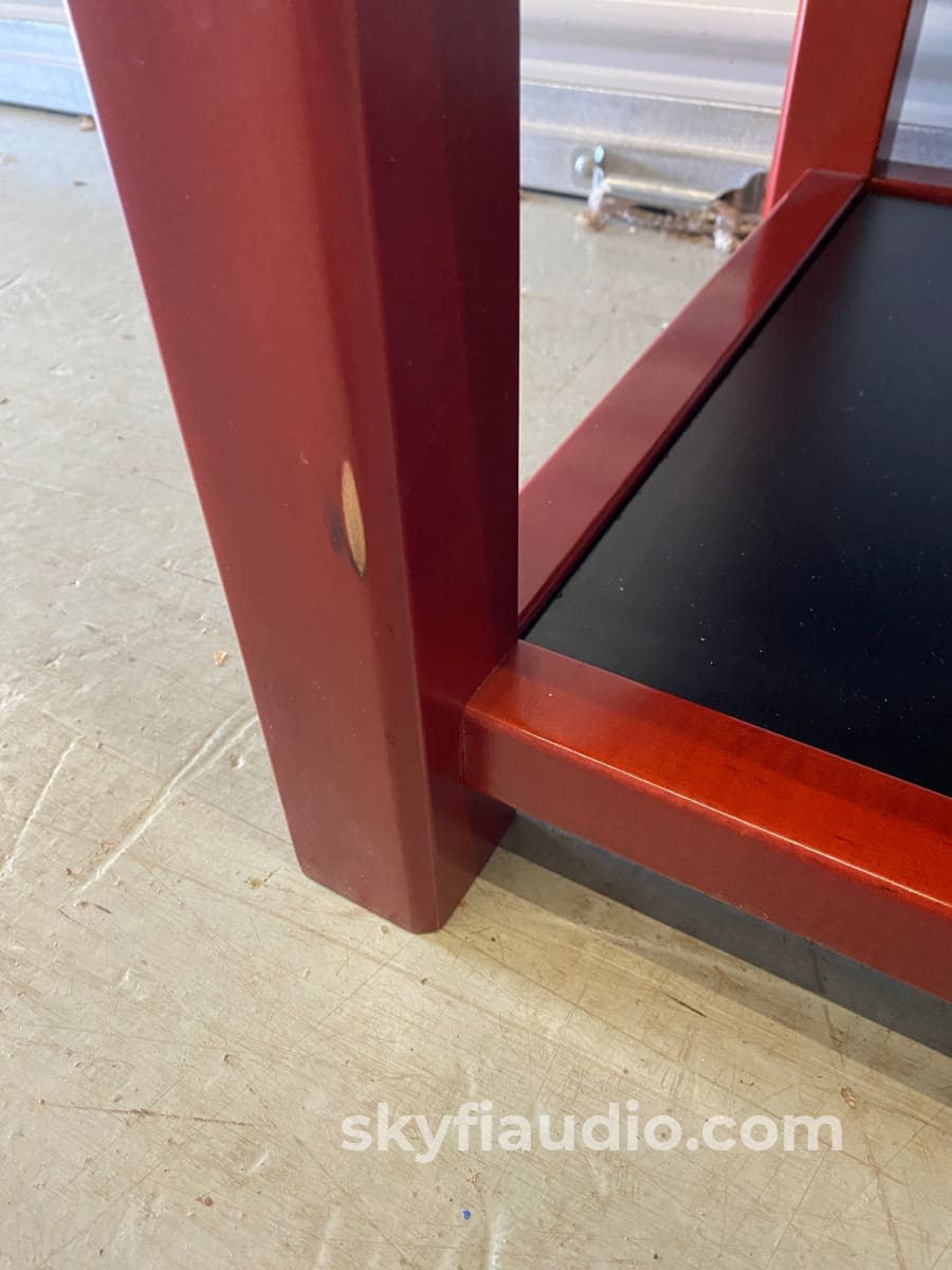 Zoethecus 3 Shelf Rack in Dark Red Wood with Spikes