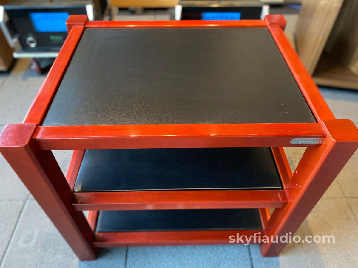 Zoethecus 3 Shelf Rack In Dark Red Wood With Spikes Accessory
