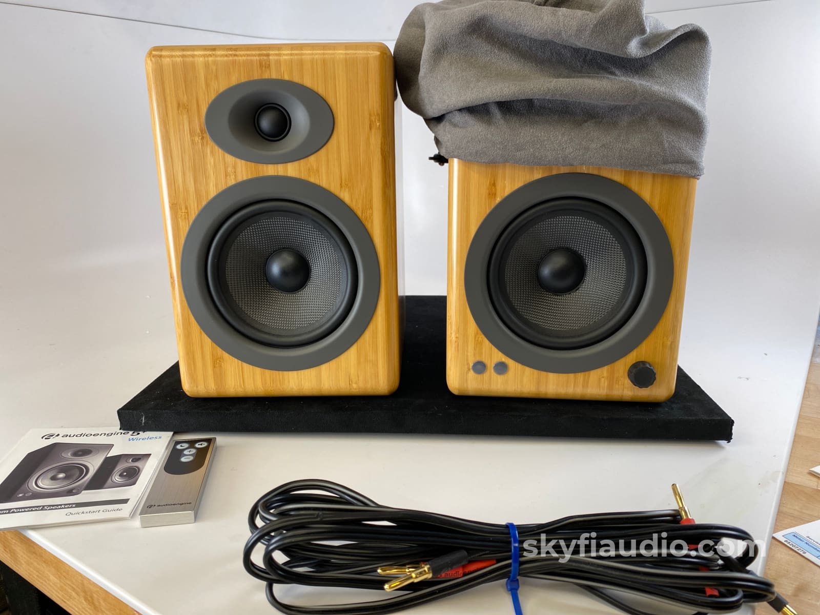 Audioengine 5+ Powered Bluetooth Speakers - Like New In Bamboo Finish