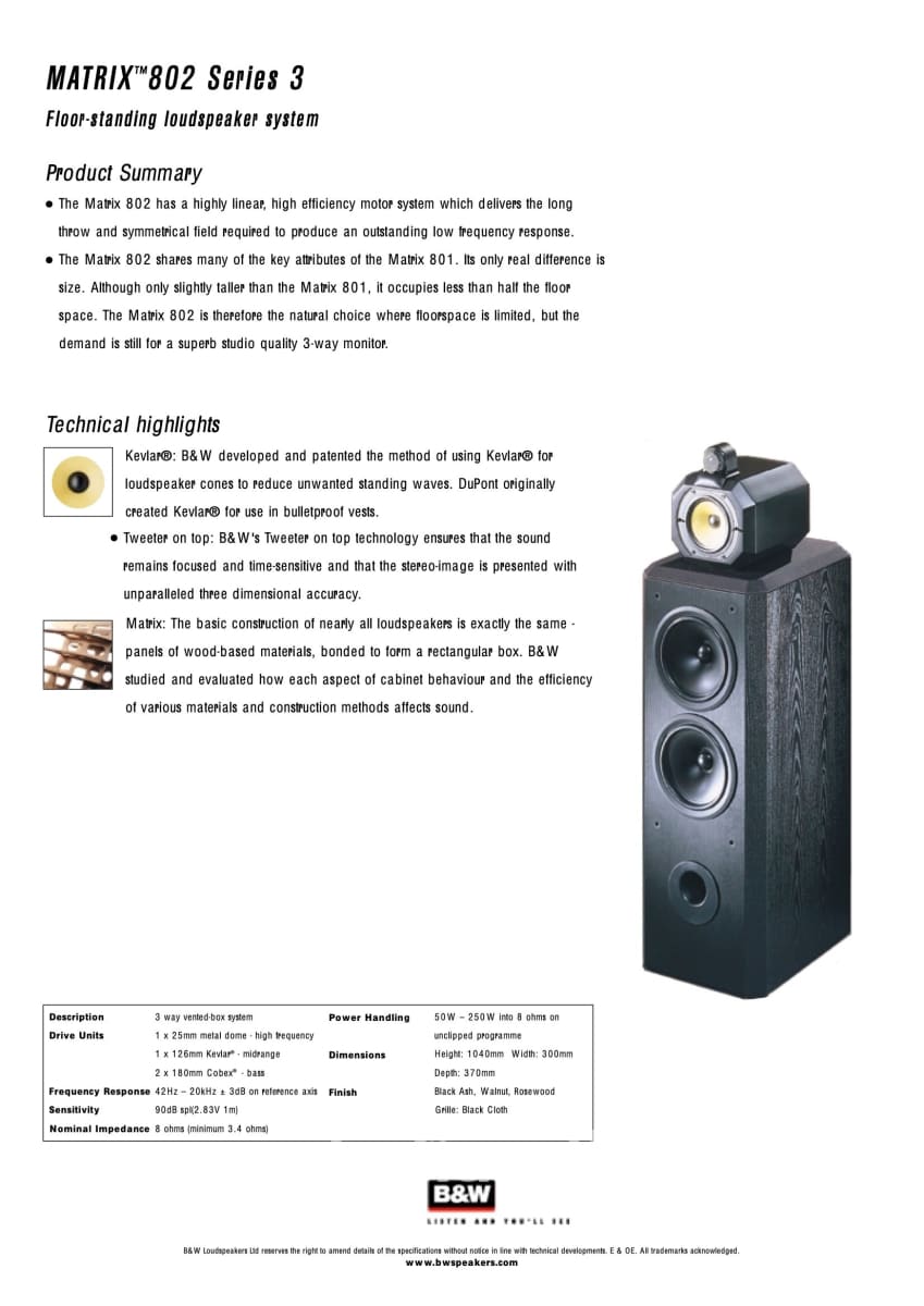 B&W (Bowers & Wilkins) Matrix 802 Series 3 Speakers - Survivor Pair!