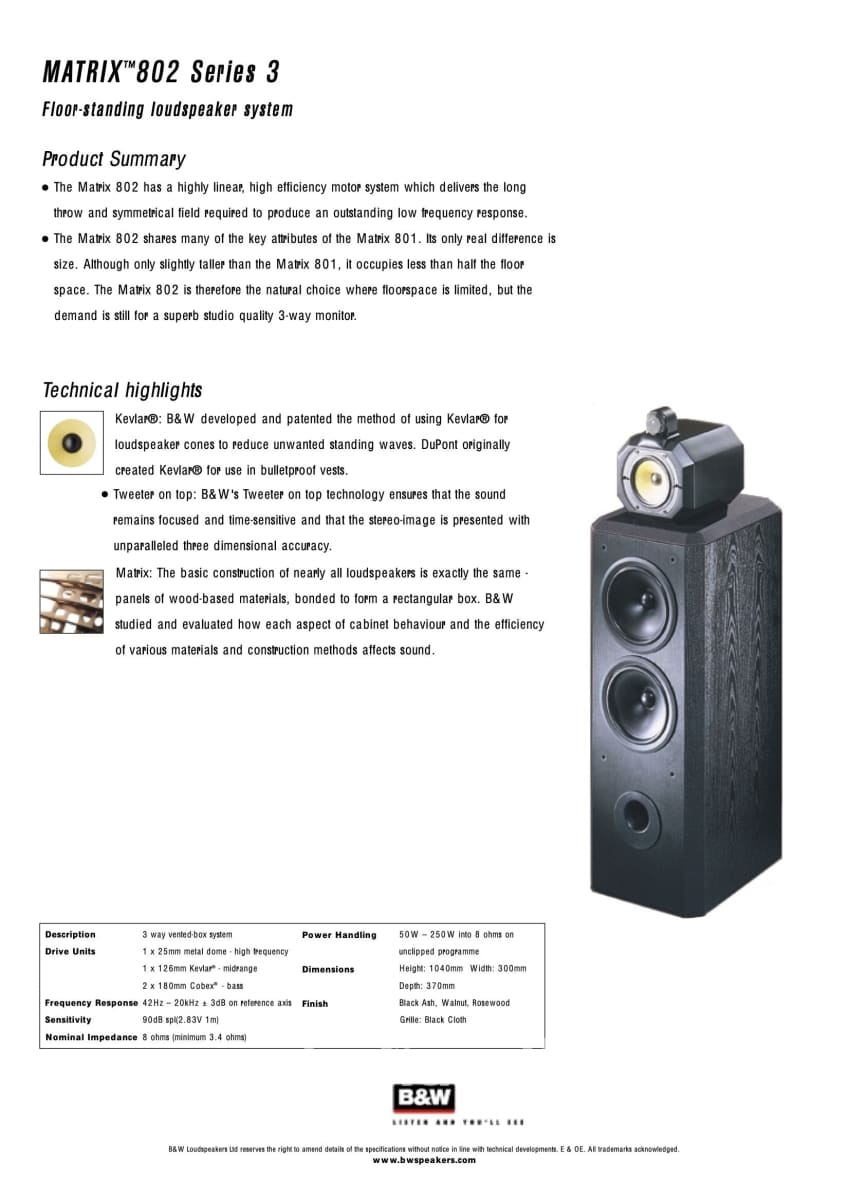 B&W (Bowers & Wilkins) Matrix 802 Series 3 Speakers - Survivors