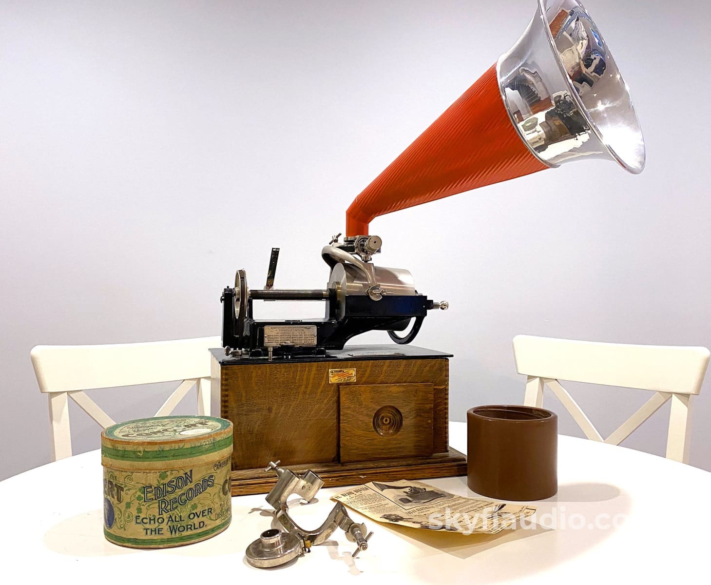 Edison Concert Phonograph Late 1800S With Bettini Attachment Reproducer Turntable