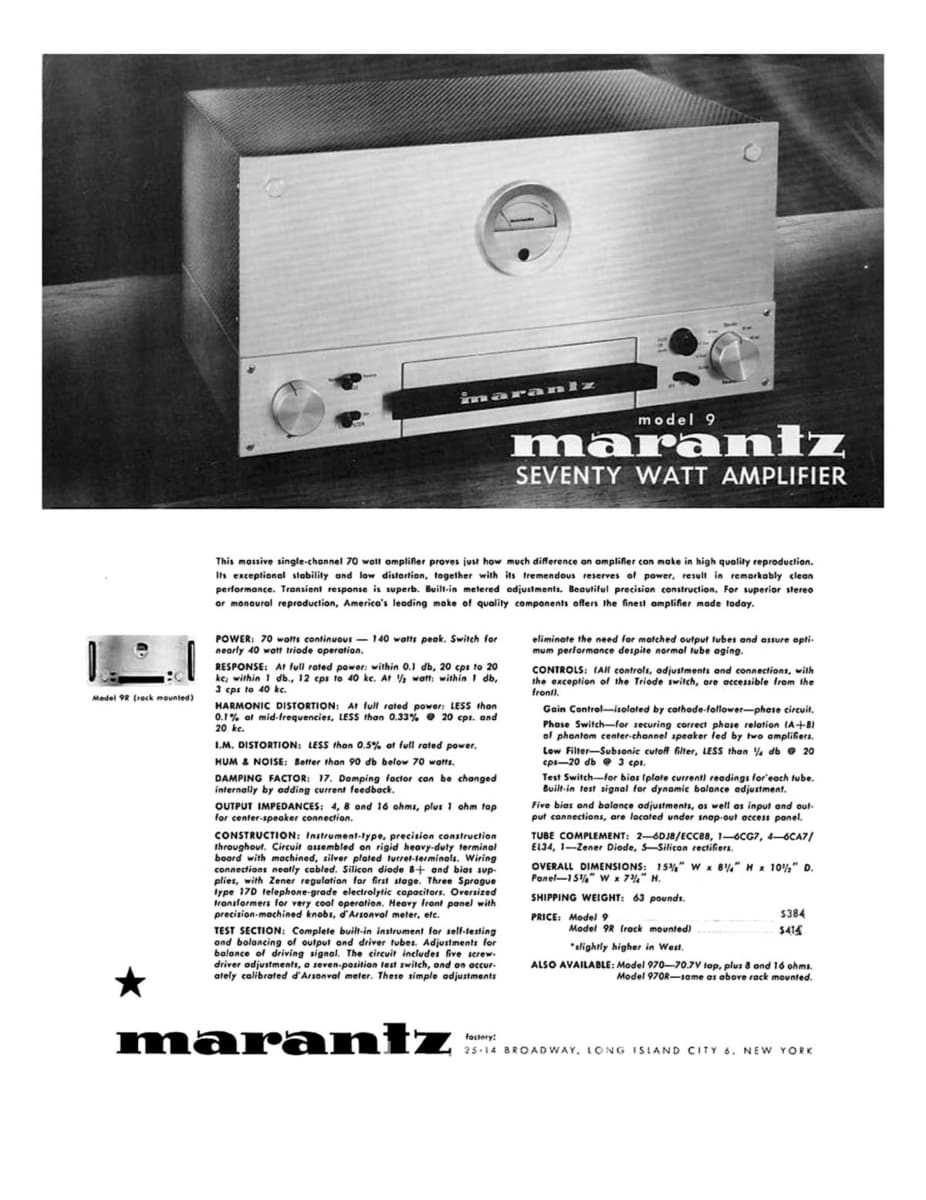Marantz Model 9 Vintage Tube Monoblock Amplifiers - The Holy Grail Restored Amplifier