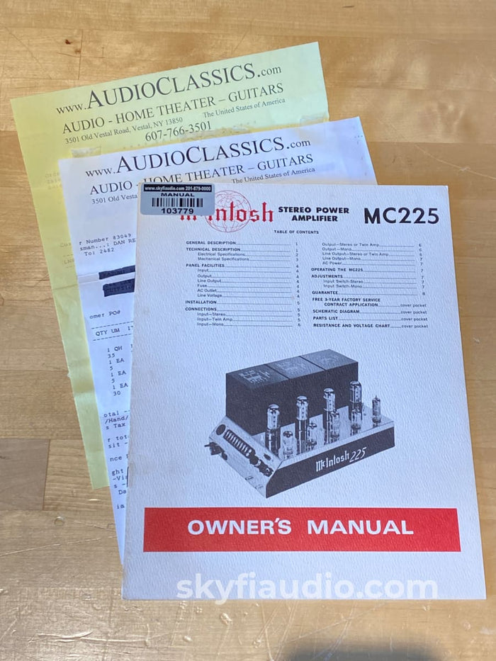 McIntosh MC225 Vintage Tube Amplifier Fully Restored