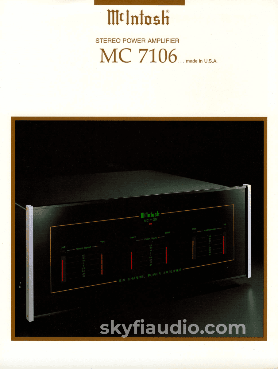 Mcintosh Mc7106 6 Channel Solid State Amp W/Led Vu Meters Lucasfilm Thx Rated Amplifier