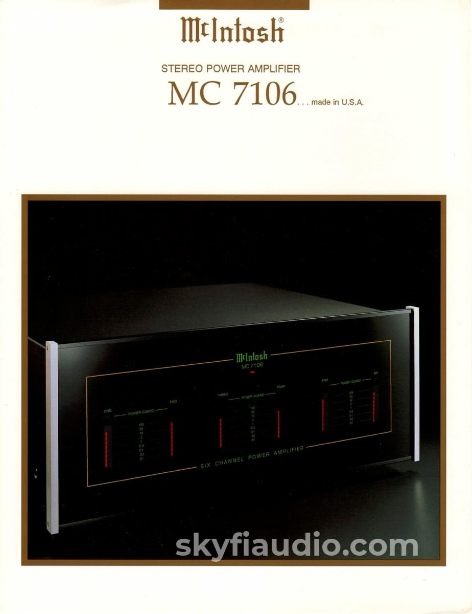 Mcintosh Mc7106 6 Channel Solid State W/Led Vu Meters Thx Amplifier
