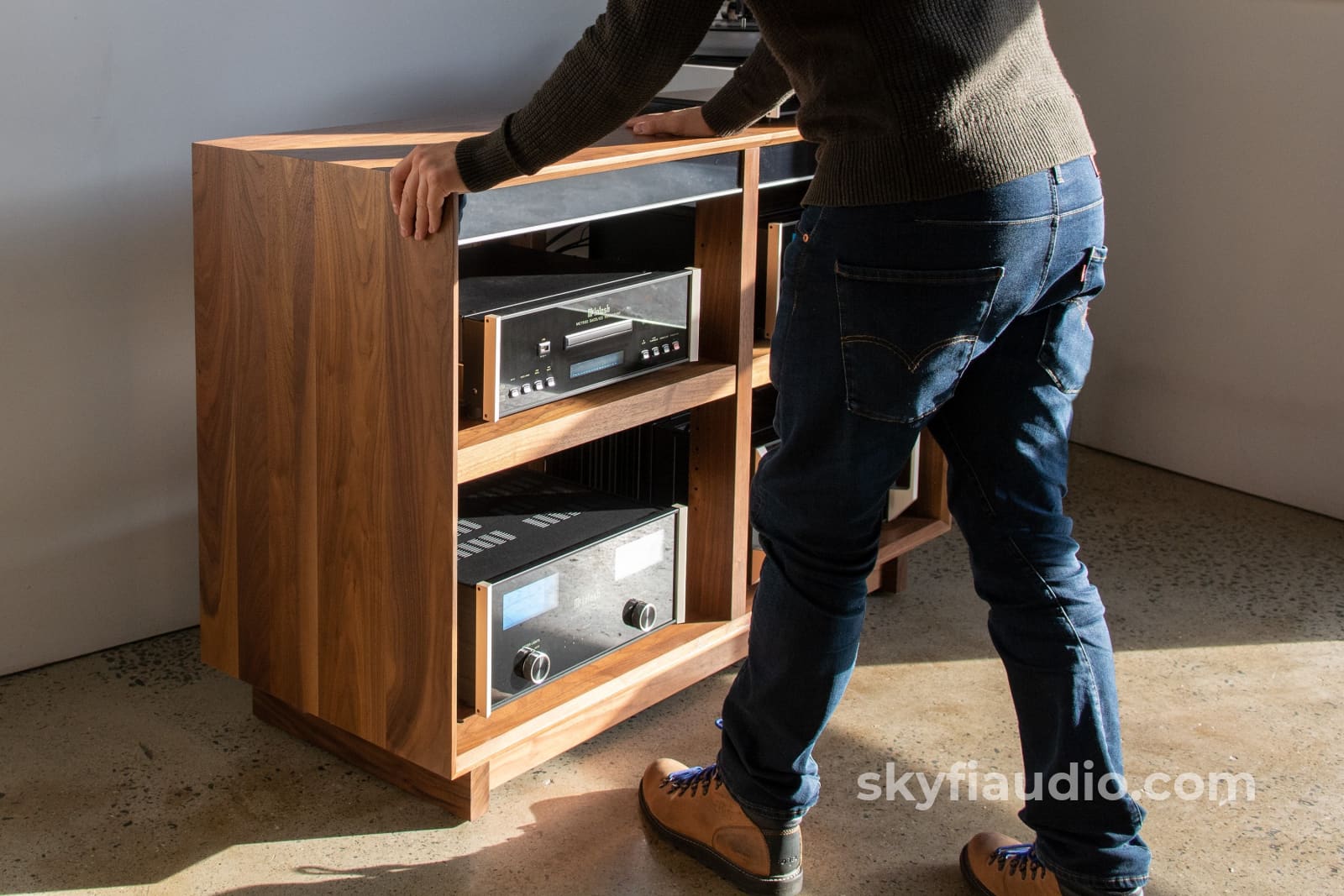 Solid wood outlet audio rack