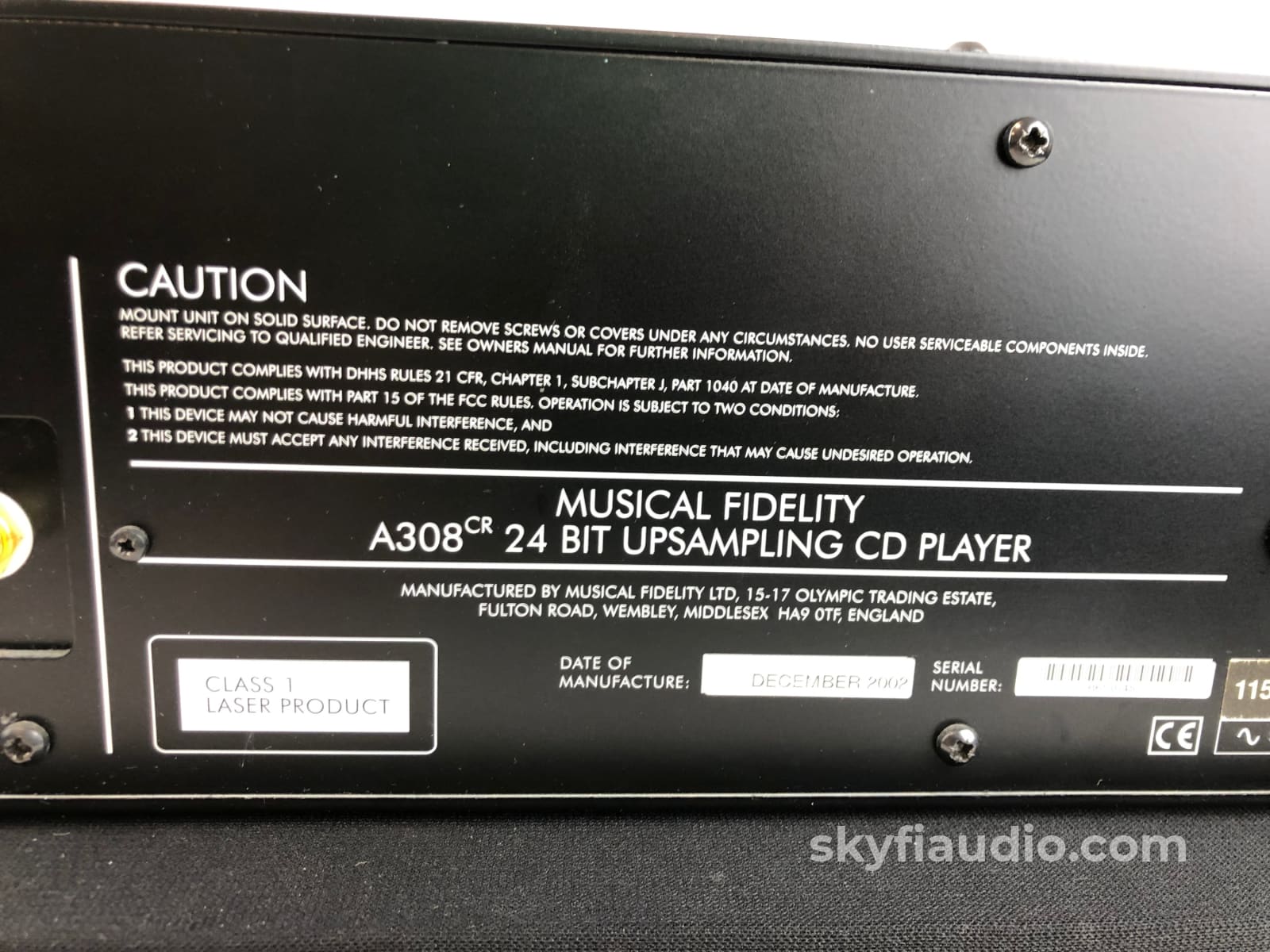 Musical Fidelity A308Cr Upsampling 24-Bit Cd Player With Mods By The Upgrade Company + Digital