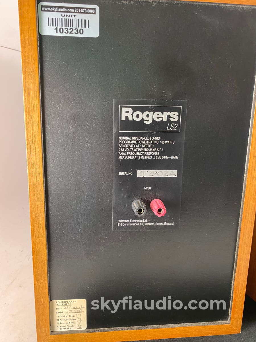 Rogers Ls2 Vintage Monitor Speakers British Made