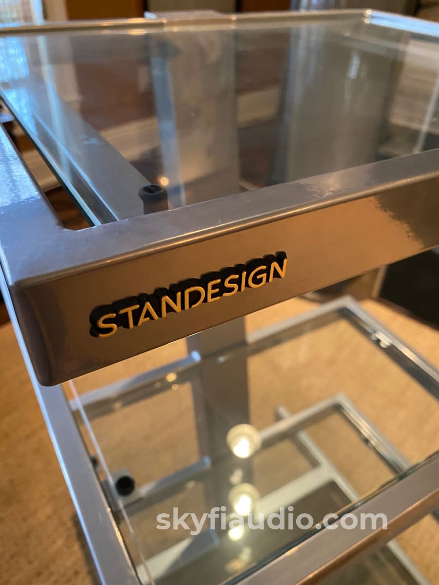 Standesign Five Shelf Audio Rack - All Glass And Steel Accessory