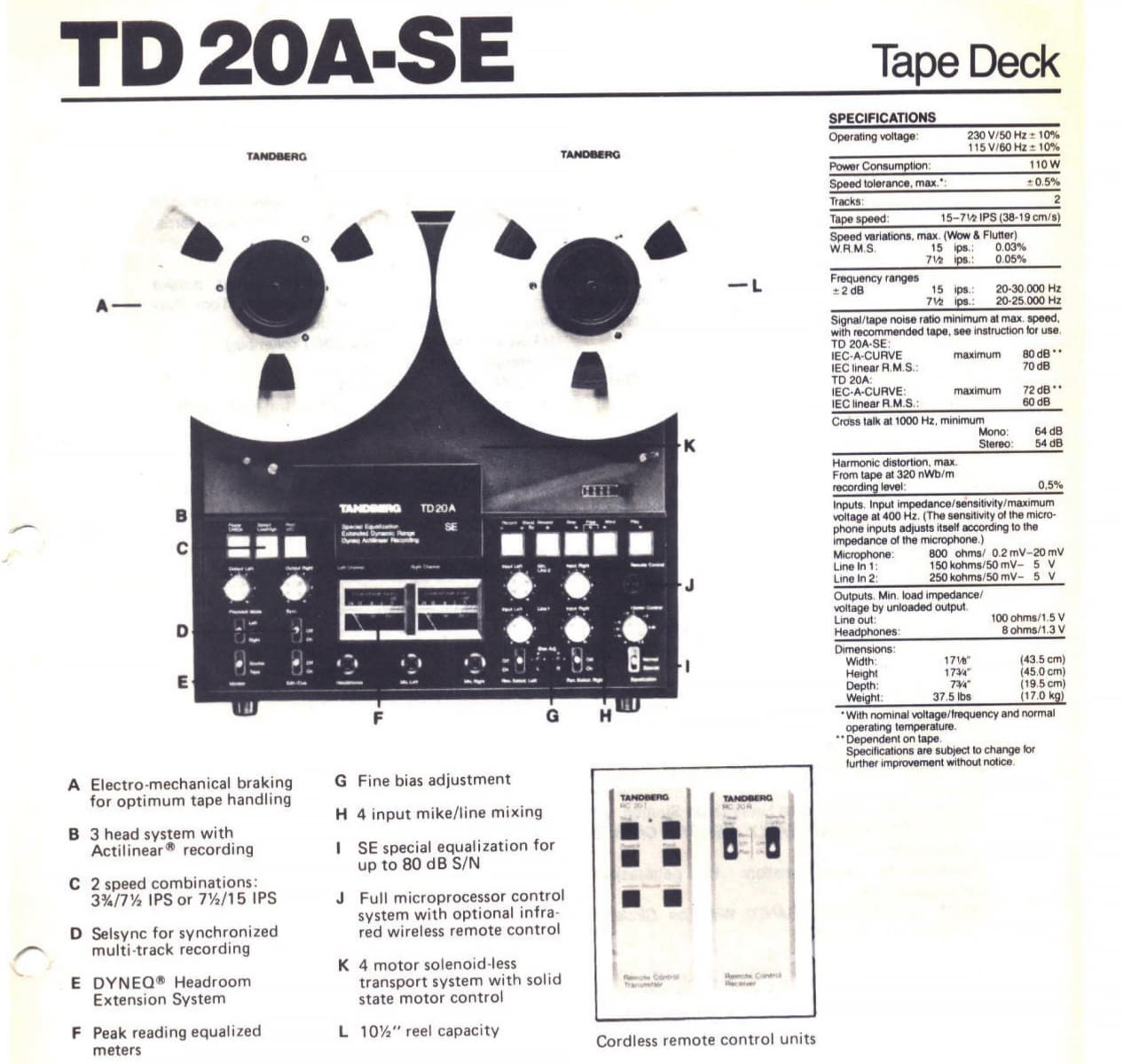 Tandberg Td 20A-Se Reel To Machine 2 Track Survivor Condition Tape Deck