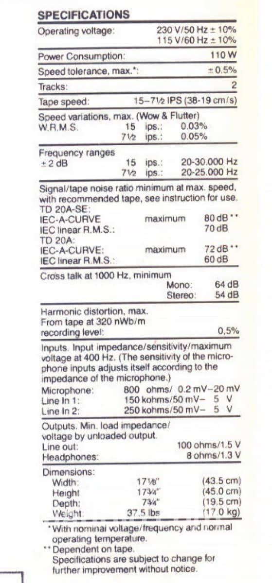 Tandberg Td 20A-Se Reel To Machine 4 Track Survivor Condition Tape Deck